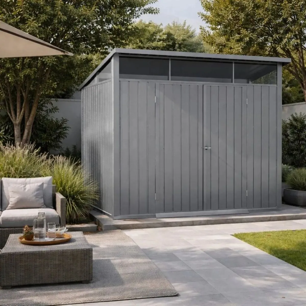 🏡 8x6 Palladium Steel Garden Shed –Modern Styling - Image 1