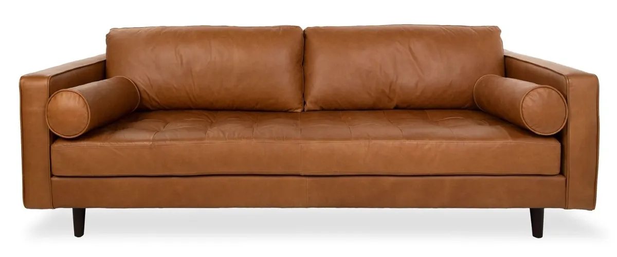 Scott Charme Leather 3 Seater sofa &footstool - Image 3