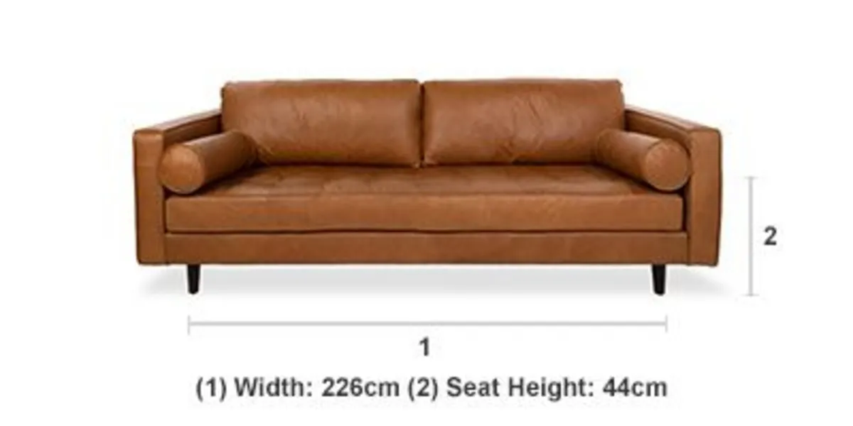 Scott Charme Leather 3 Seater sofa &footstool - Image 4