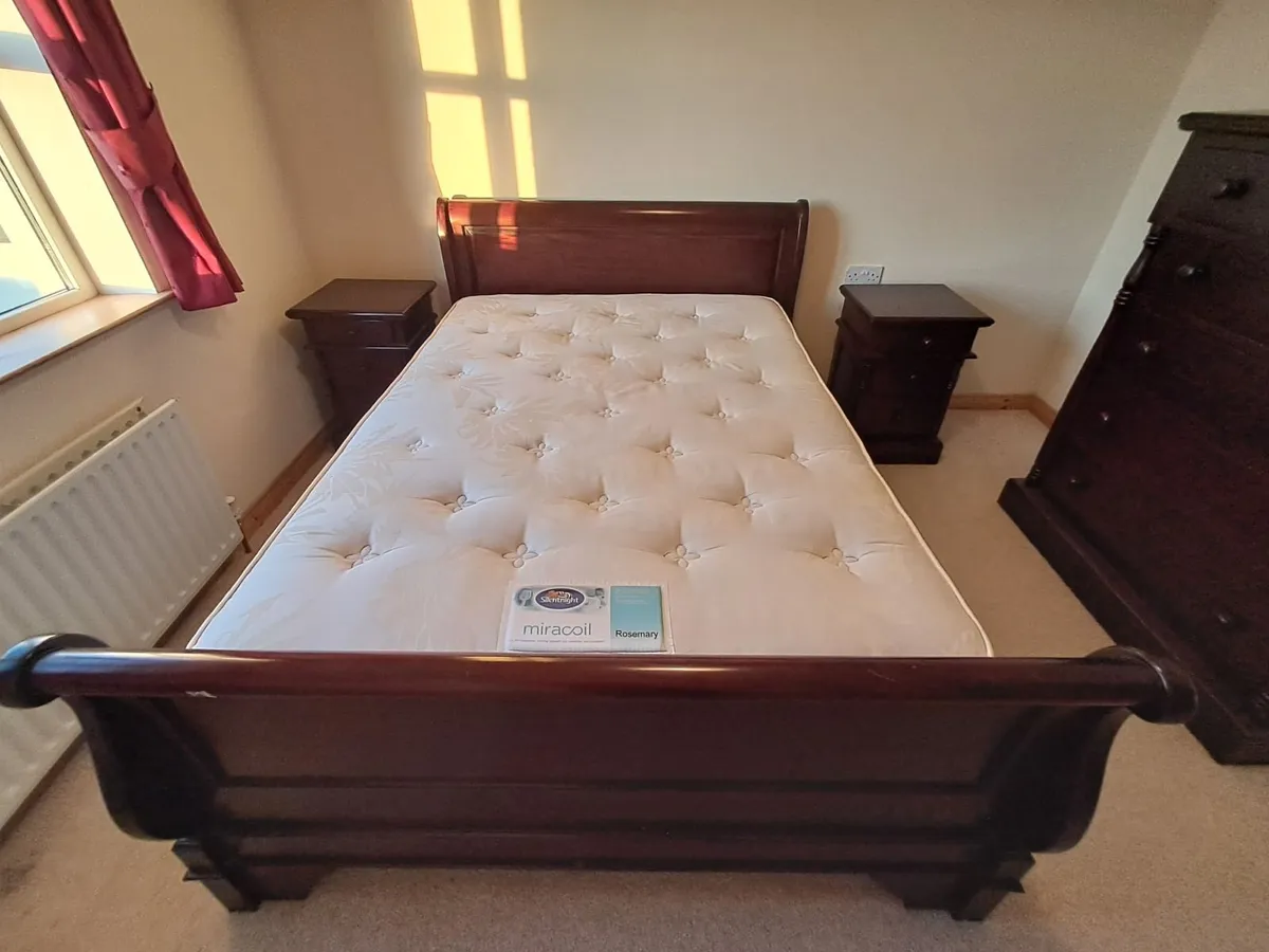 Sleigh Double Bed, Lockers - Image 1