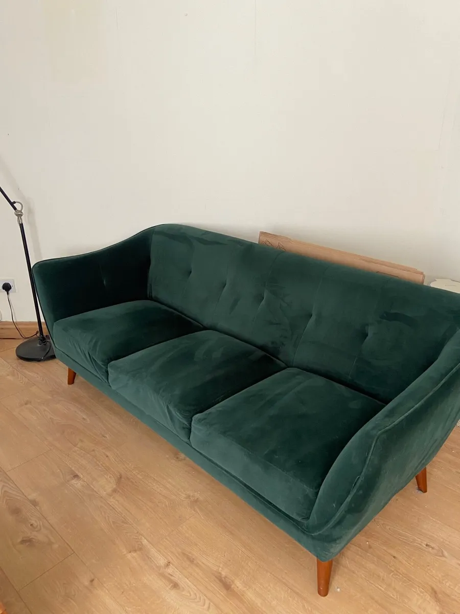 Green Velvet Sofa - Image 1