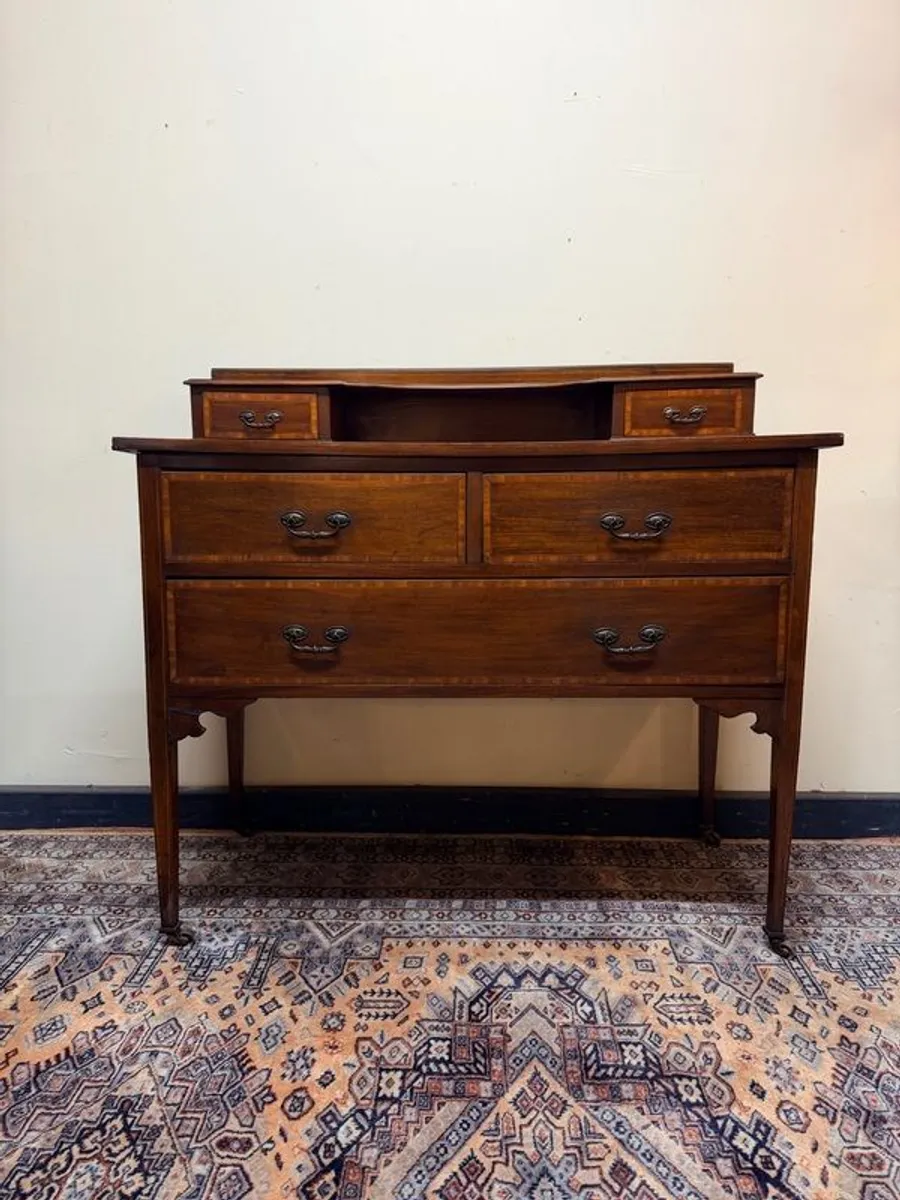 Edwardian Inlaid Mahogany Dressing Table / Chest of Drawers on Castors - Image 1