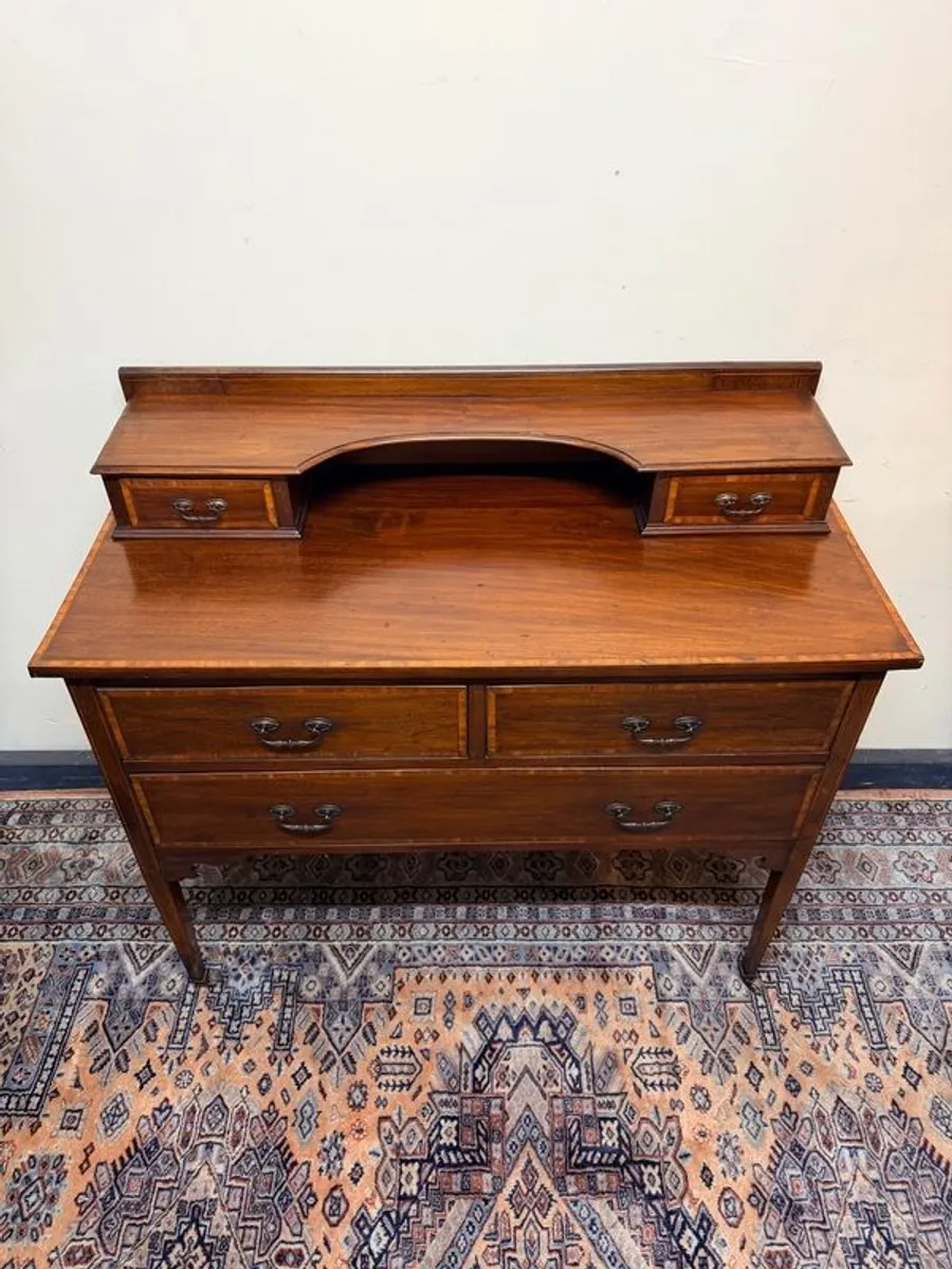 Edwardian Inlaid Mahogany Dressing Table / Chest of Drawers on Castors - Image 3