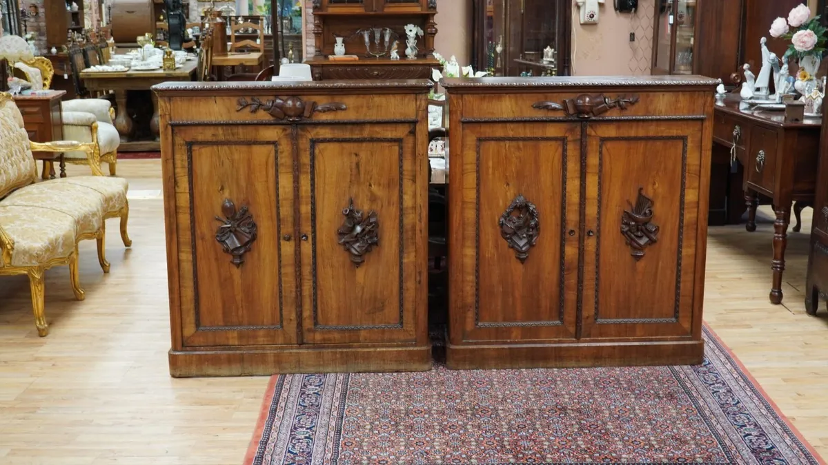 Pair of Austrian/German Walnut Cabinets c.1880 - Image 1