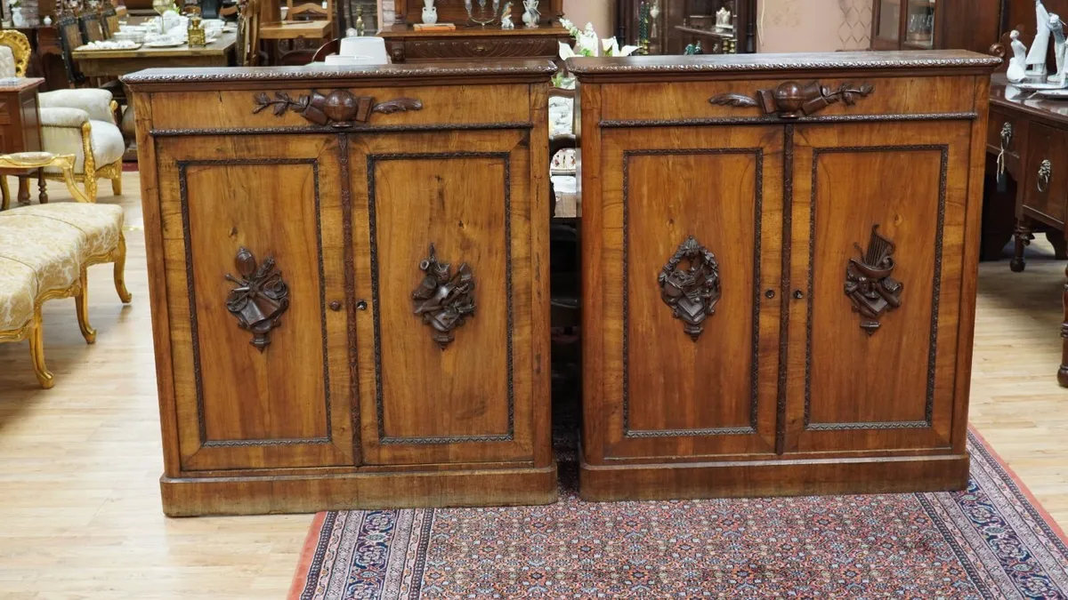 Pair of Austrian/German Walnut Cabinets c.1880 - Image 2