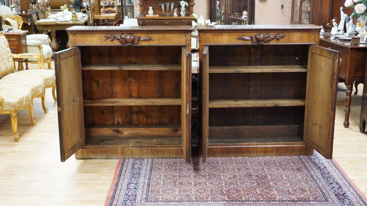 Pair of Austrian/German Walnut Cabinets c.1880 - Image 4