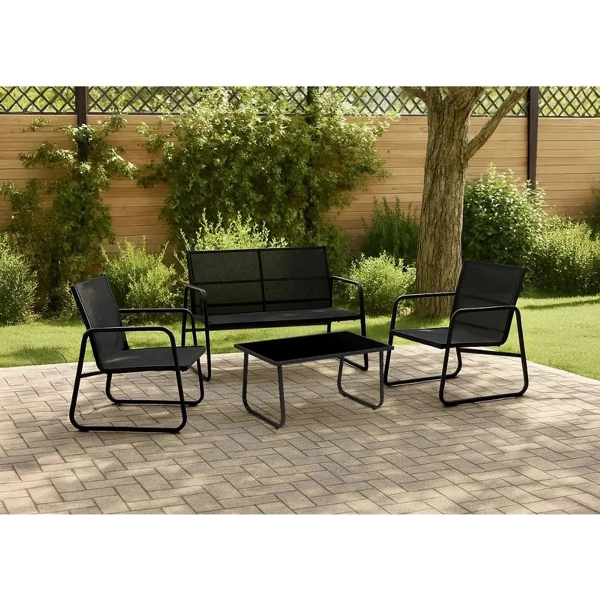 Malibu Retreat Garden Sofa Set 4 Piece Outdoor Patio Furniture with Glass Table FREE DELIVERY - Image 1