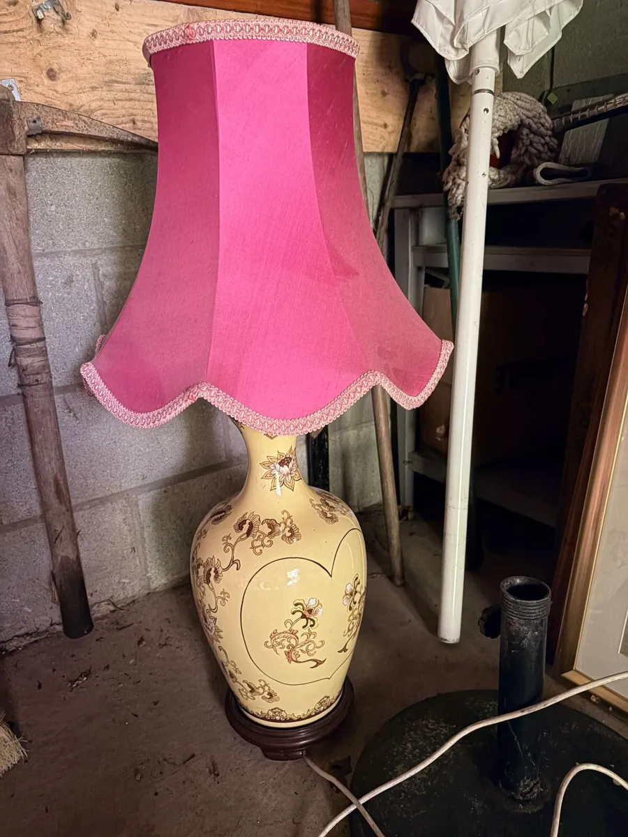 Hand Painted Vintage Chinoiserie Style Lamp - Image 1