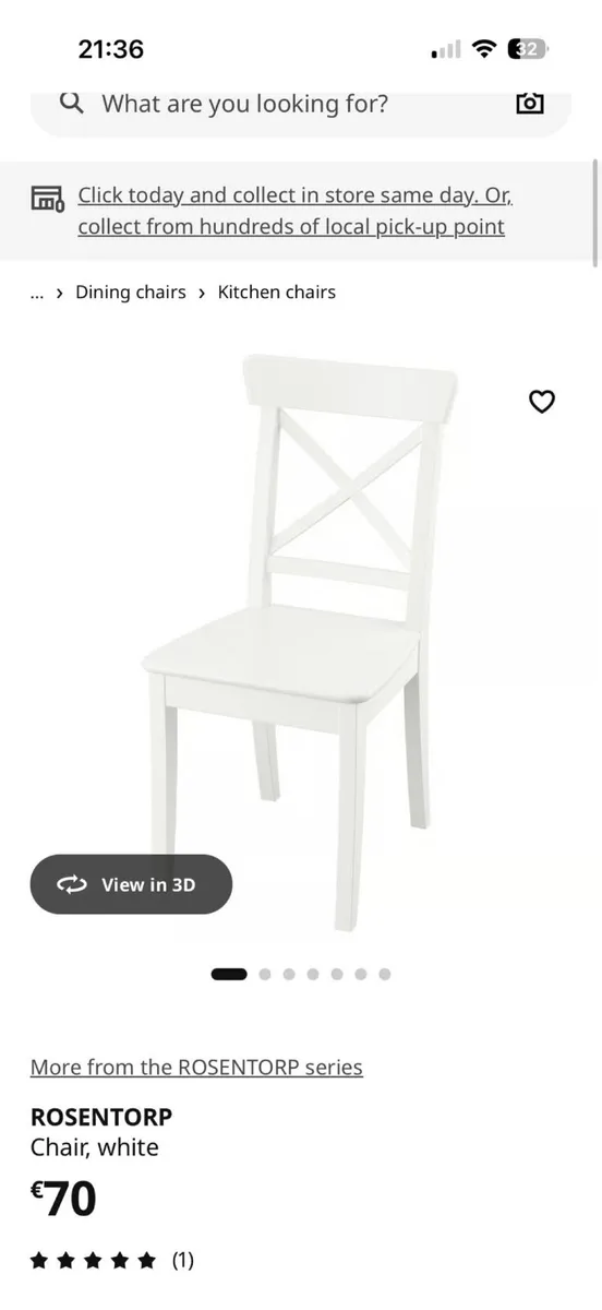 6 x IKEA ROSENTORP White Chairs - Image 1
