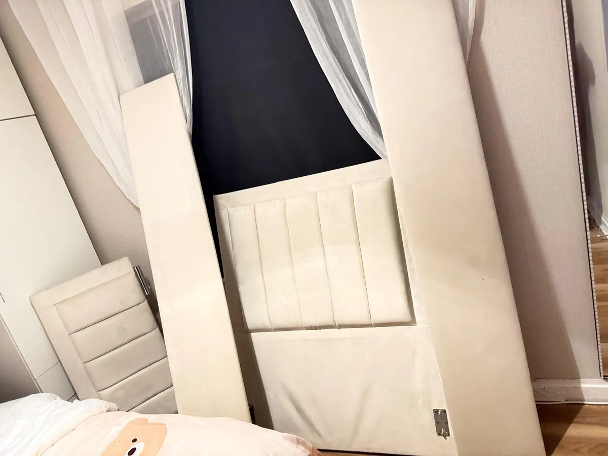 Beige Bed with Mattress (included) - Image 3