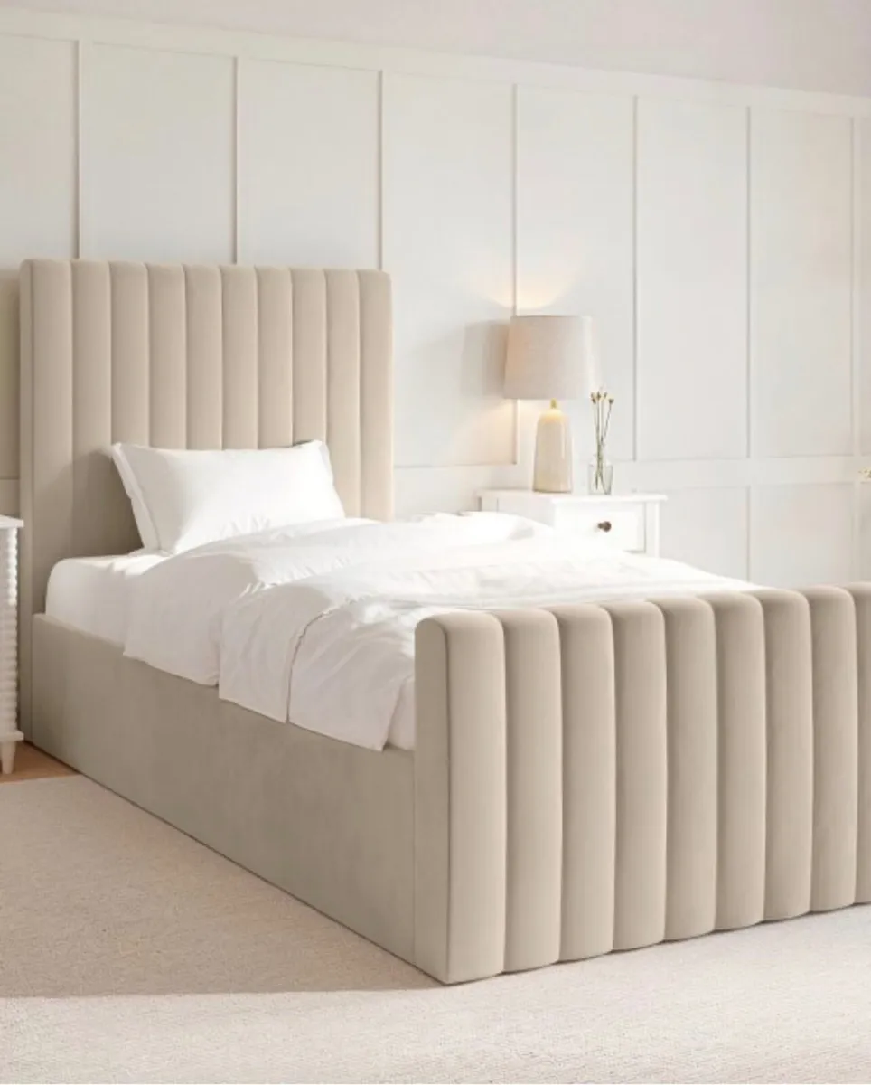 Beige Bed with Mattress (included) - Image 1