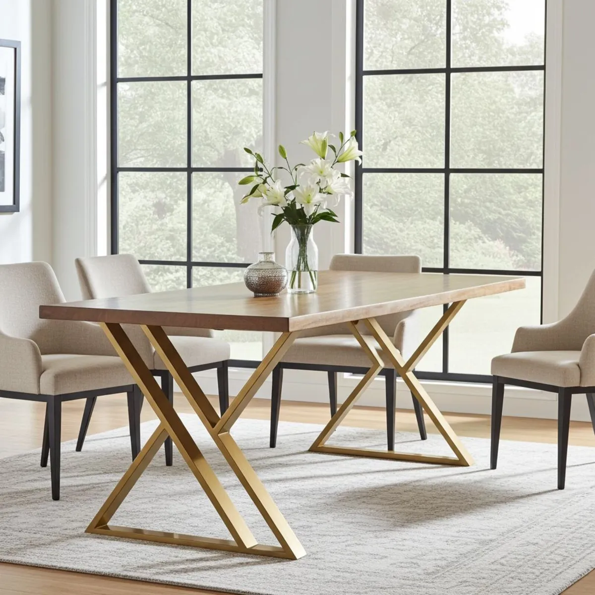 Set of 2 Hourglass-Shaped Gold Metal Legs - Image 1