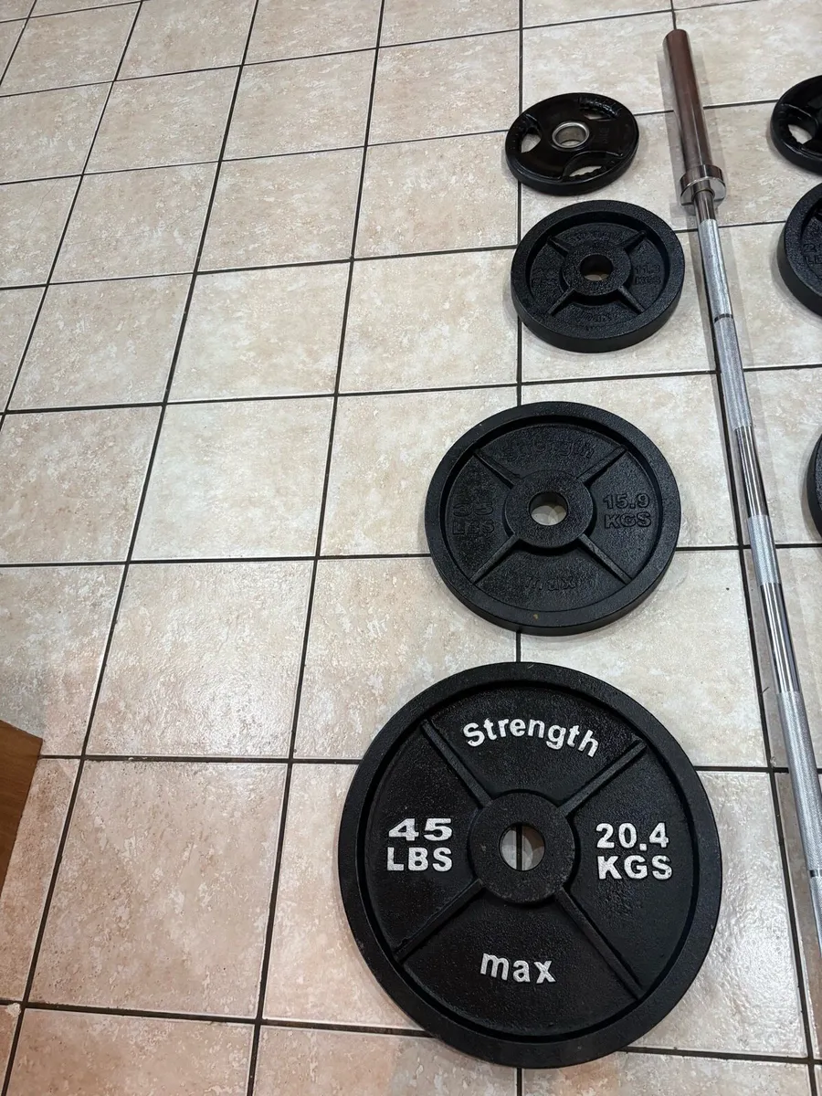 PERFECT OLYMPIC WEIGHT SET + OLYMPIC BARBELL - Image 2