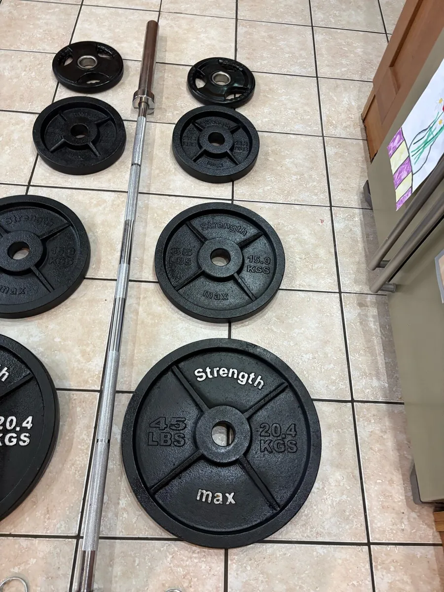 PERFECT OLYMPIC WEIGHT SET + OLYMPIC BARBELL - Image 3