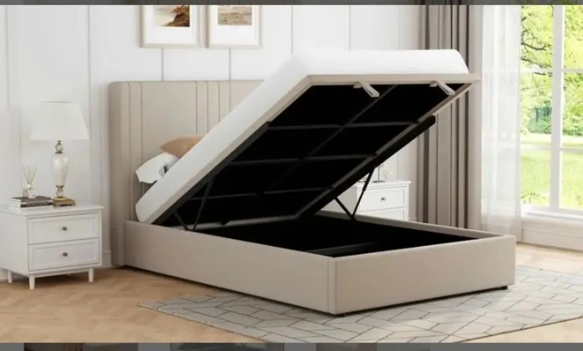 Willow Storage Bed Beige Fabric / 2 Sizes - Image 2