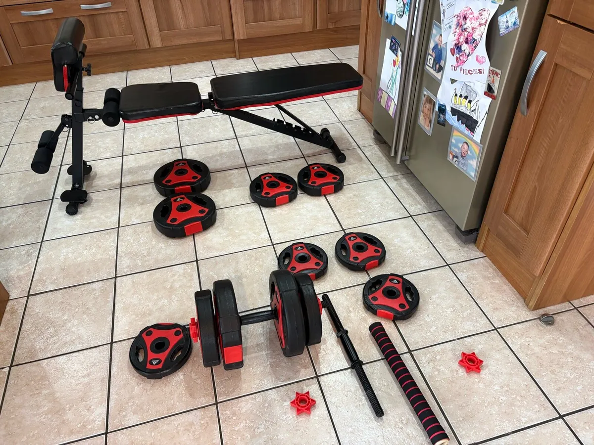 NICE GYM SET, ADIDAS DUMBBELL WEIGHT SET + BENCH! - Image 4