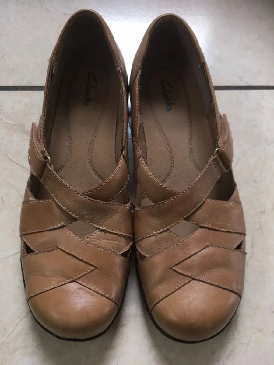 Clarks Leather Shoes, Size 7 - Image 1