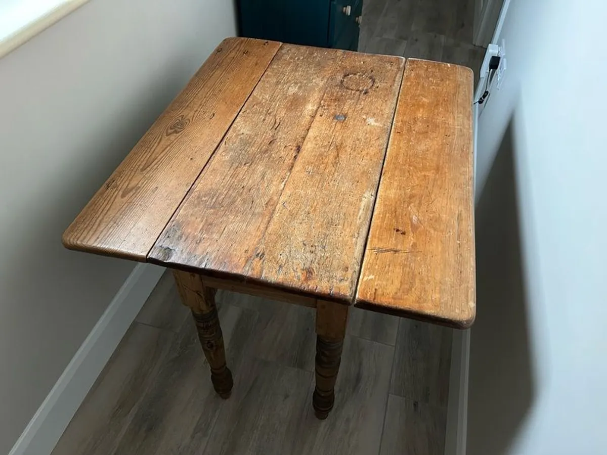 Vintage Solid Wood Drop-leaf Table - Image 4