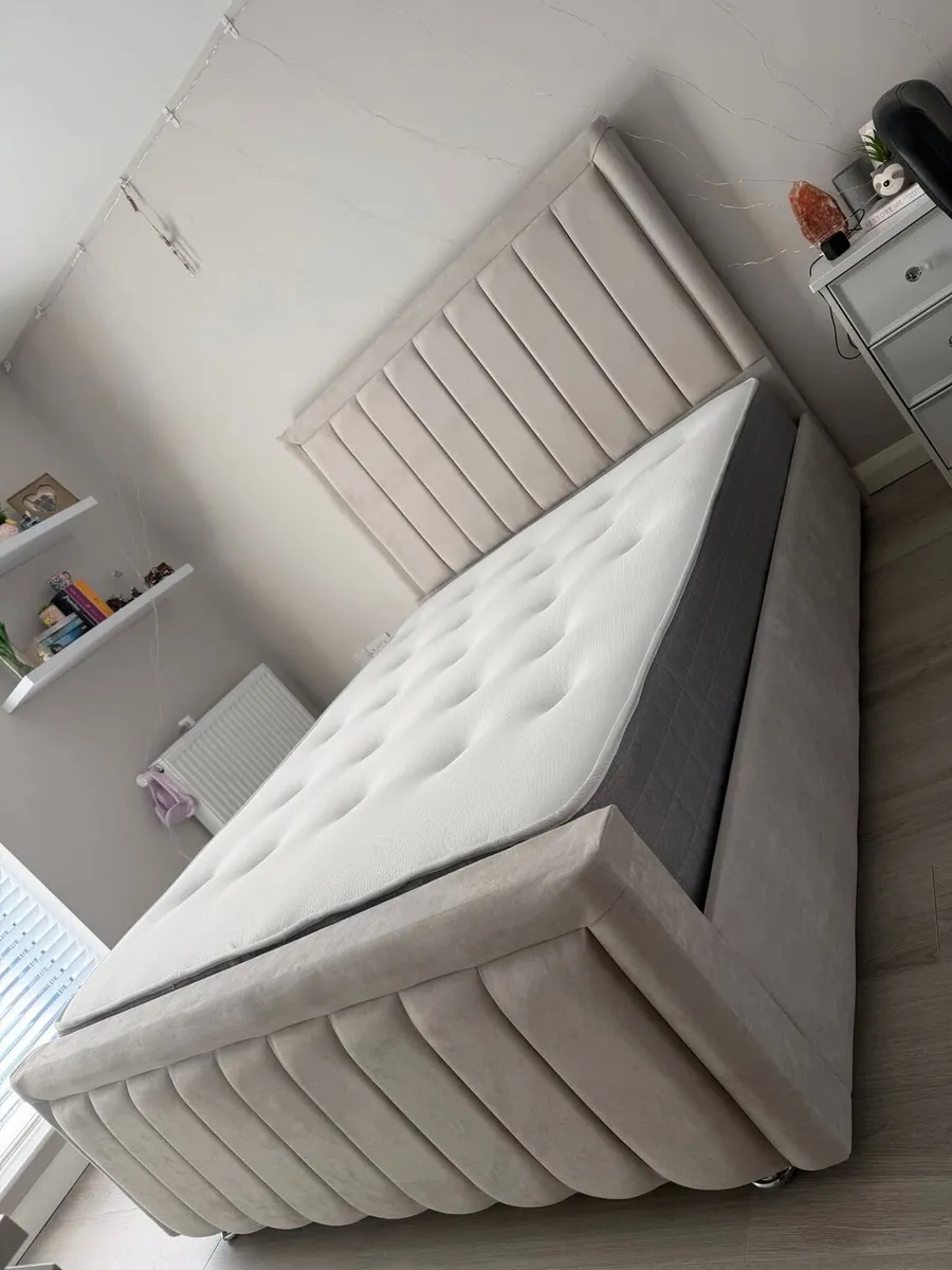 Panel Double or King Size Bed Frame With Mattress - Image 3