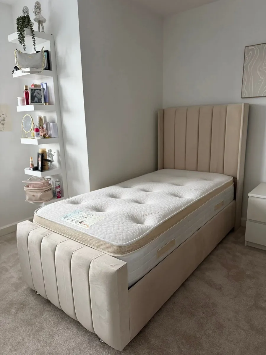 Panel Double or King Size Bed Frame With Mattress - Image 4