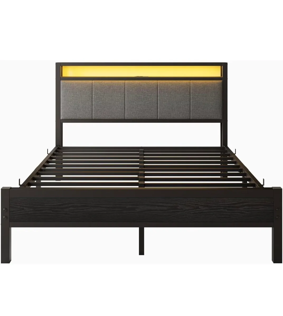 5FT King Size Bed Frame with LED Lights and Chargi - Image 3