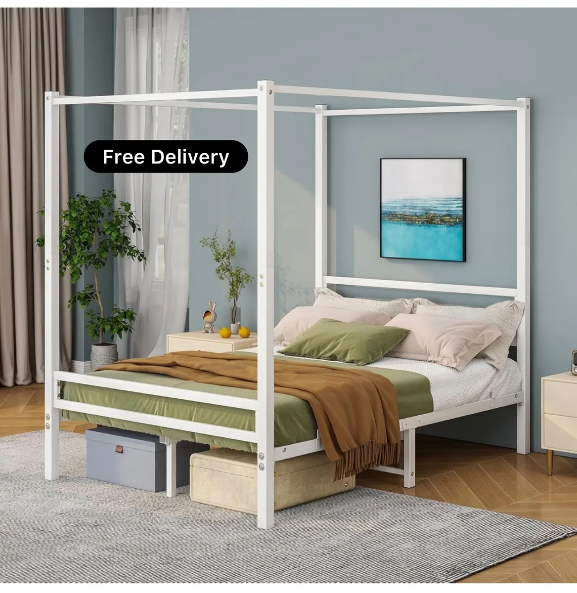4FT6 Double Canopy Bed Frame - Image 1