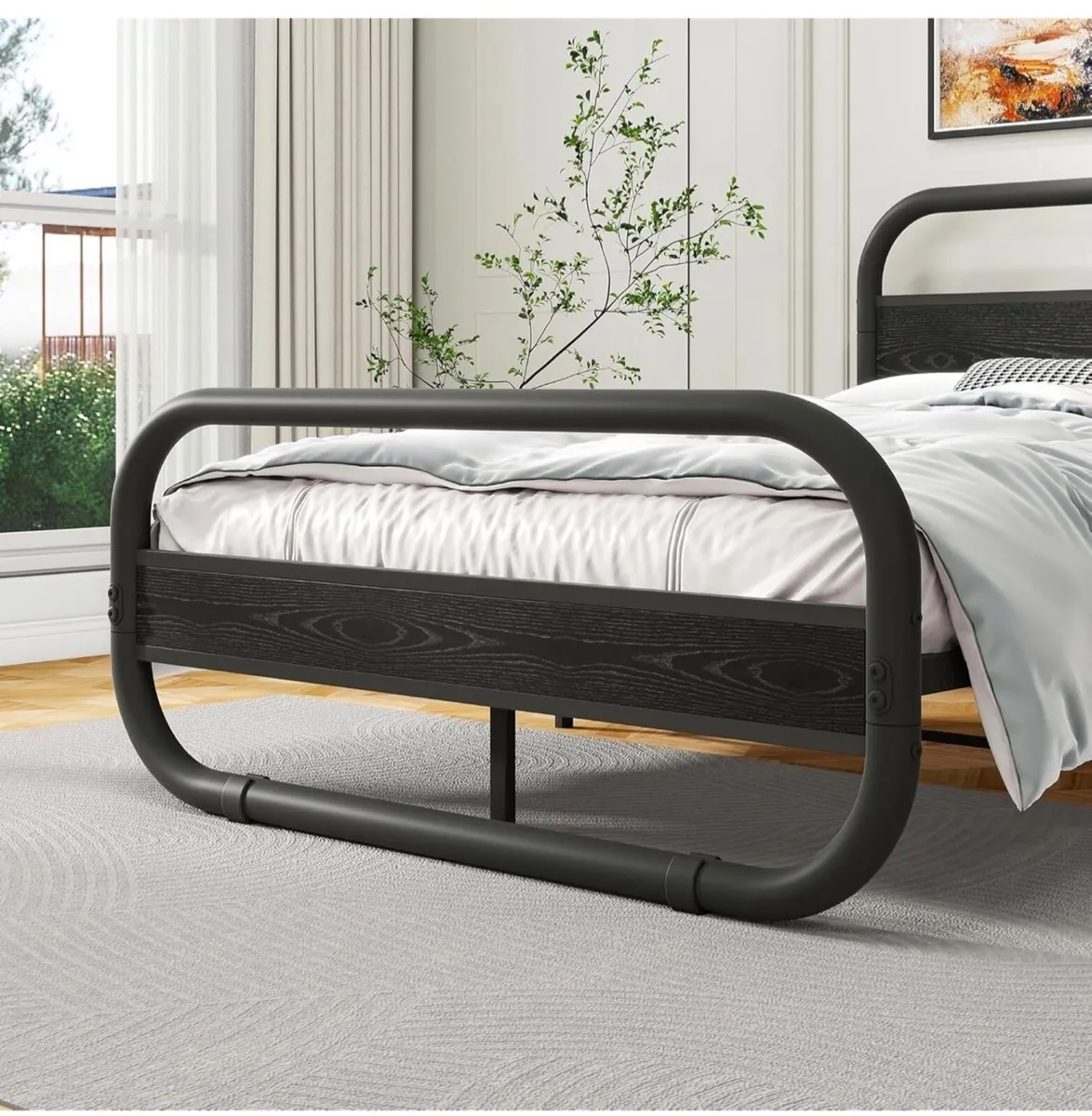 King Size Bed Frame with Headboard,150x200 Oval-Sh - Image 4