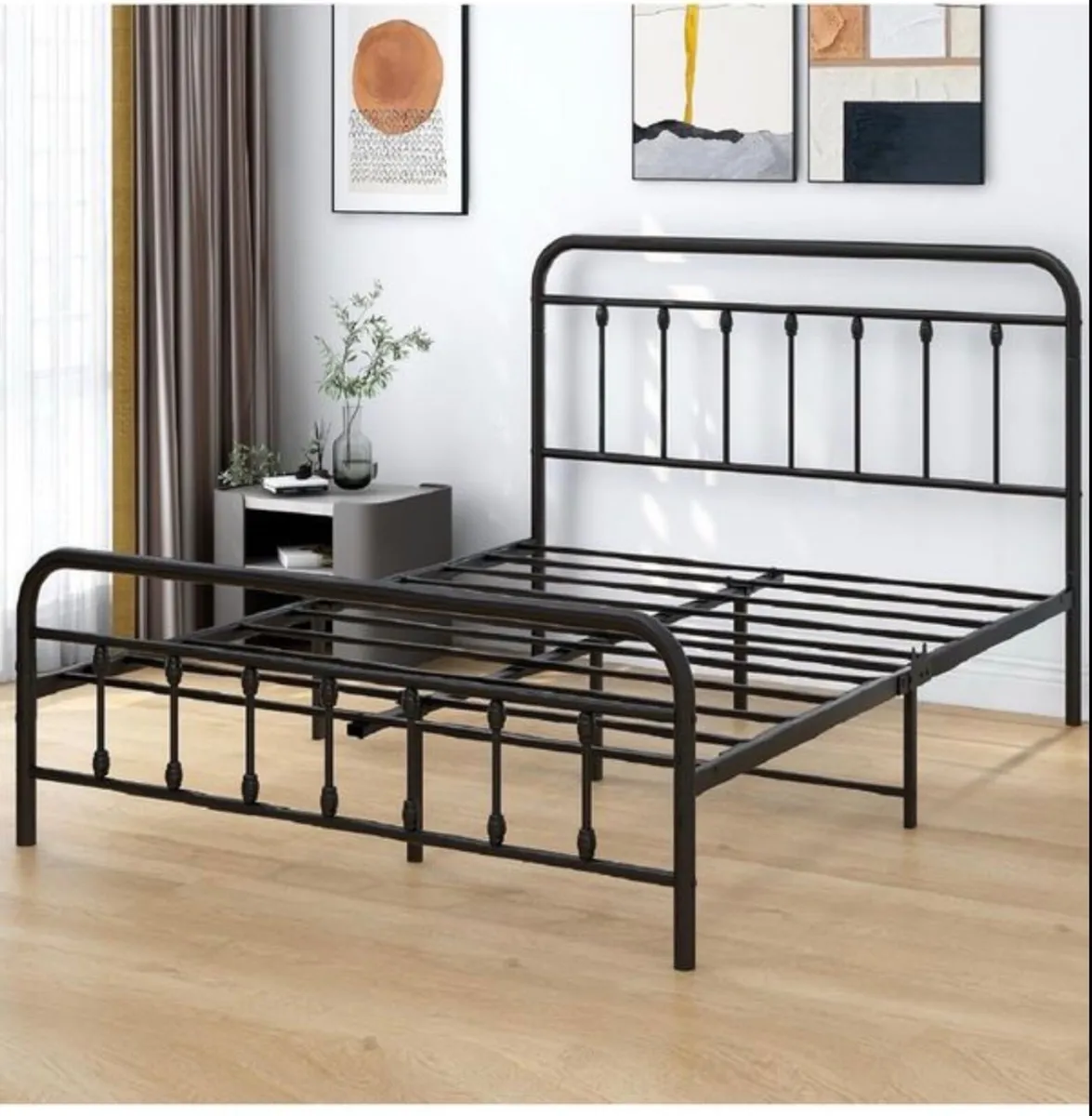 King Size Bed Frame with Headboard and Footboard/U - Image 2