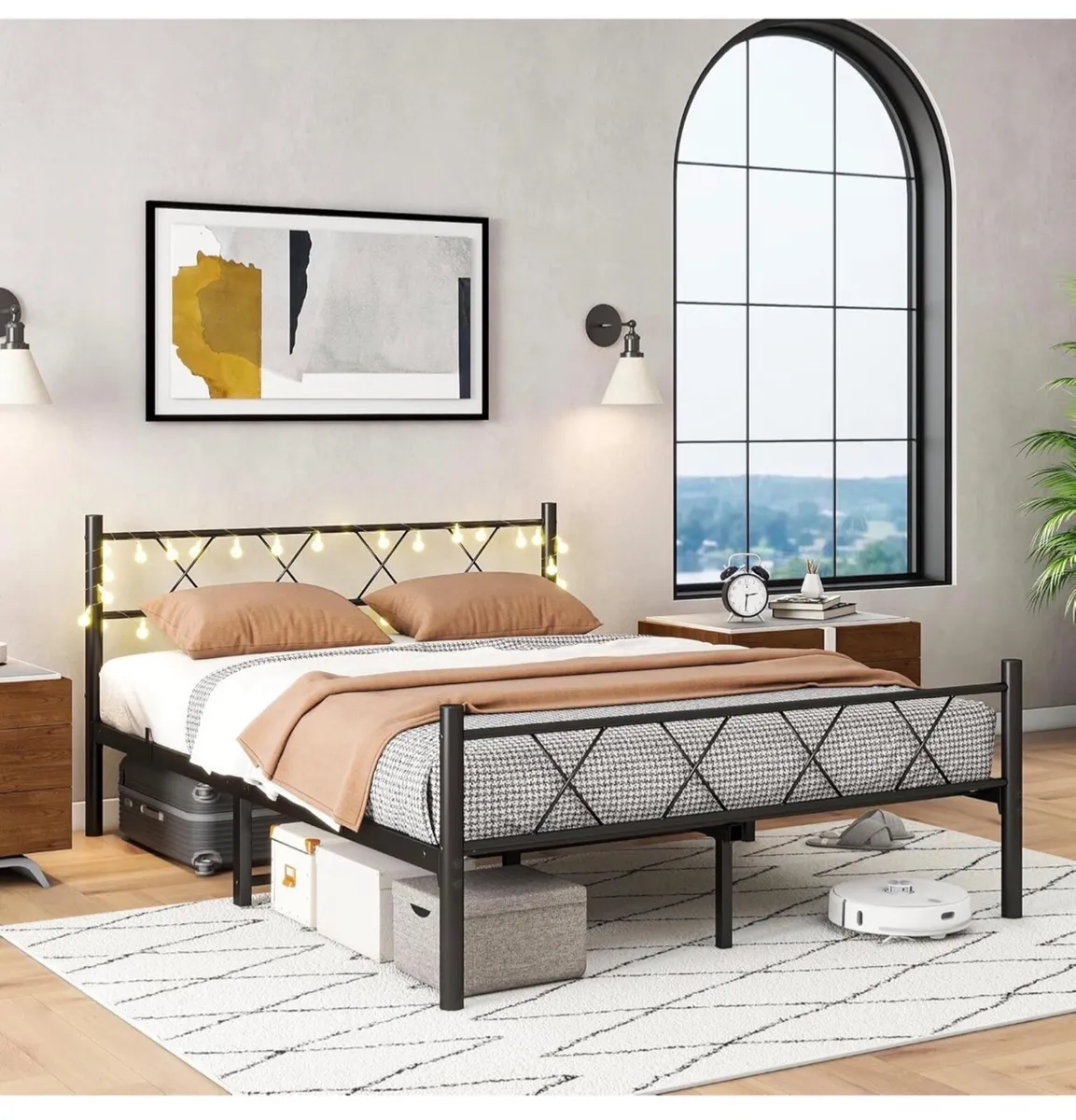 King Size Bed Frame with Headboard & lights,5ft - Image 2