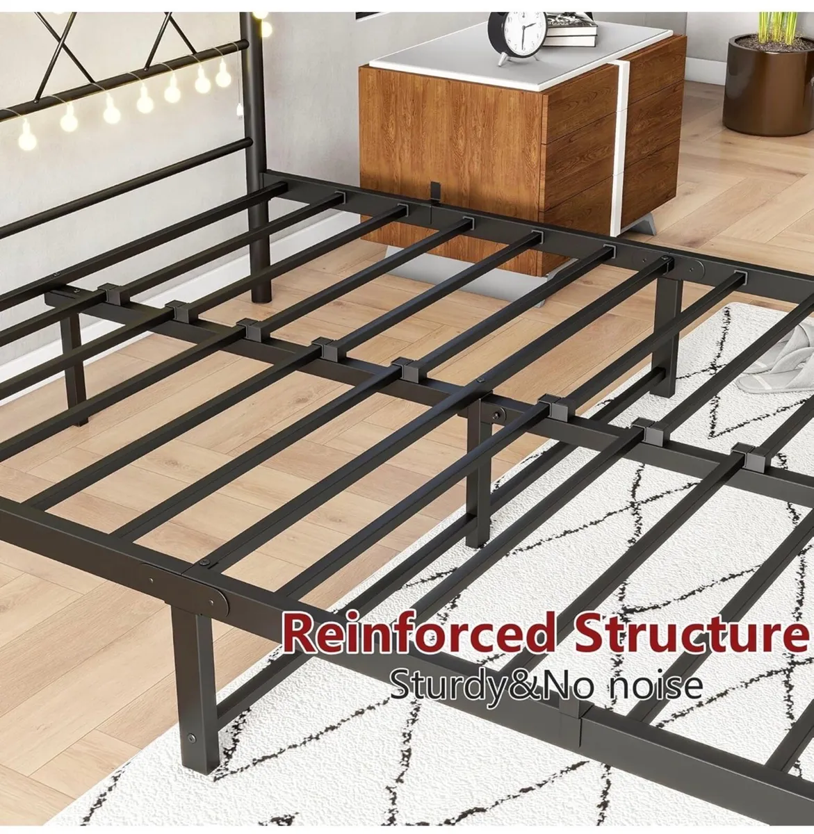 King Size Bed Frame with Headboard & lights,5ft - Image 4