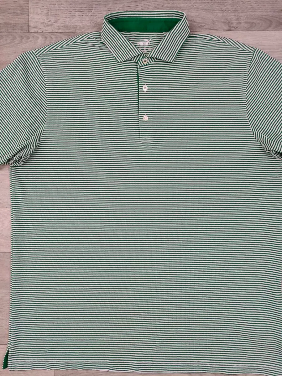 Puma Golf Striped Polo Shirt Mens Large - Image 2
