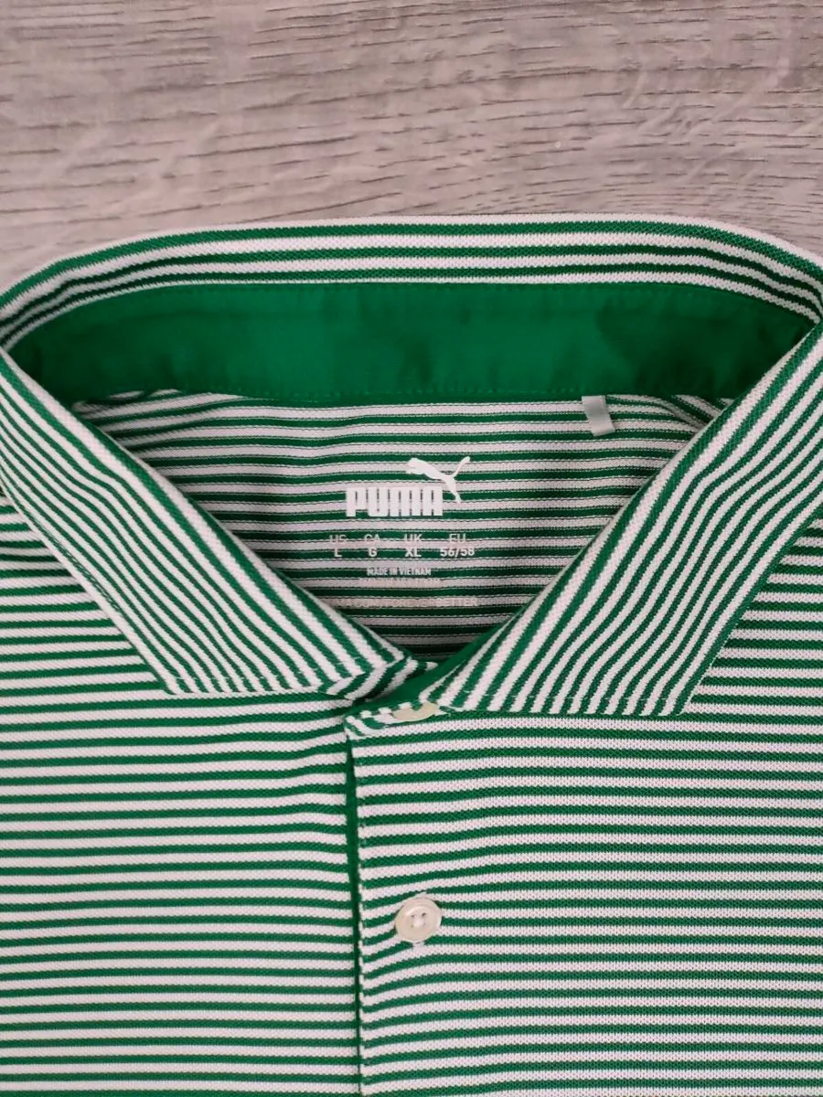Puma Golf Striped Polo Shirt Mens Large - Image 3