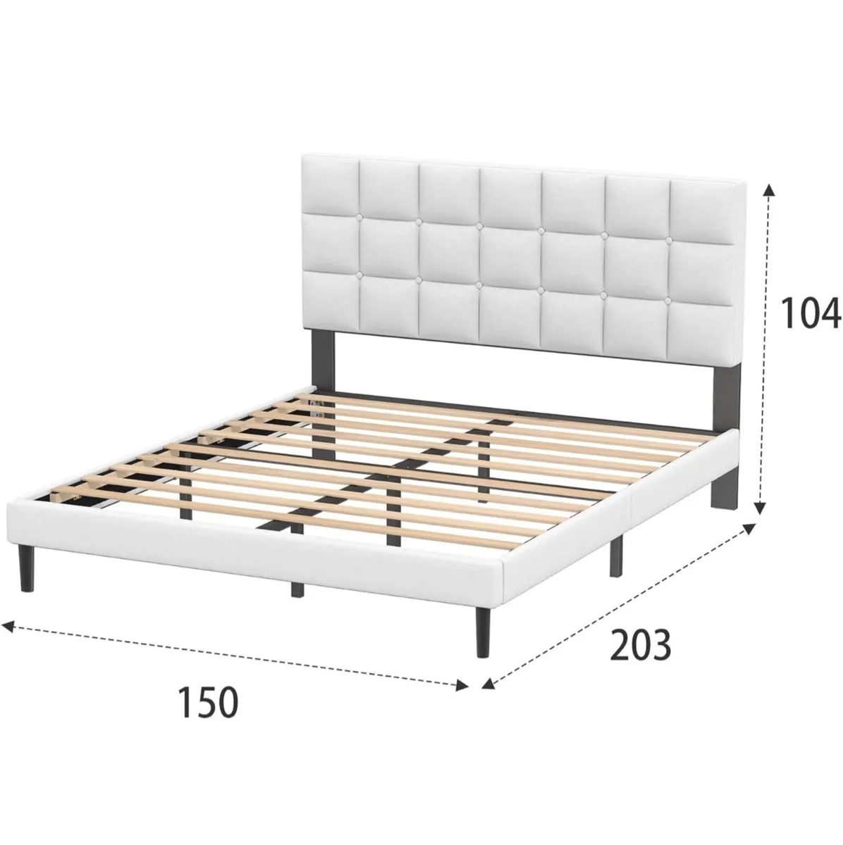 King Bed Frame, Easy Assembly, Sturdy Wooden Slat - Image 4