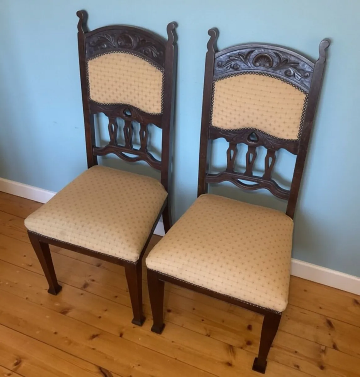 Vintage Solid Wood Chairs (Pair) – High Back. - Image 2