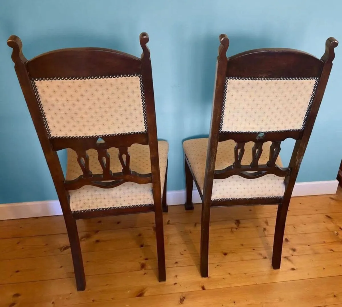 Vintage Solid Wood Chairs (Pair) – High Back. - Image 3