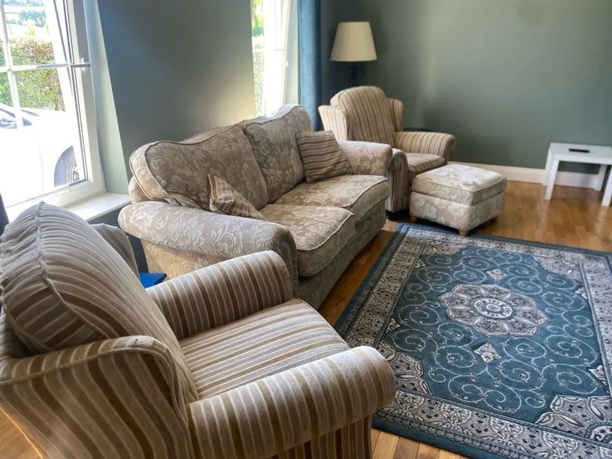 Three Piece Suite (3+1+1) and footstool - Image 1