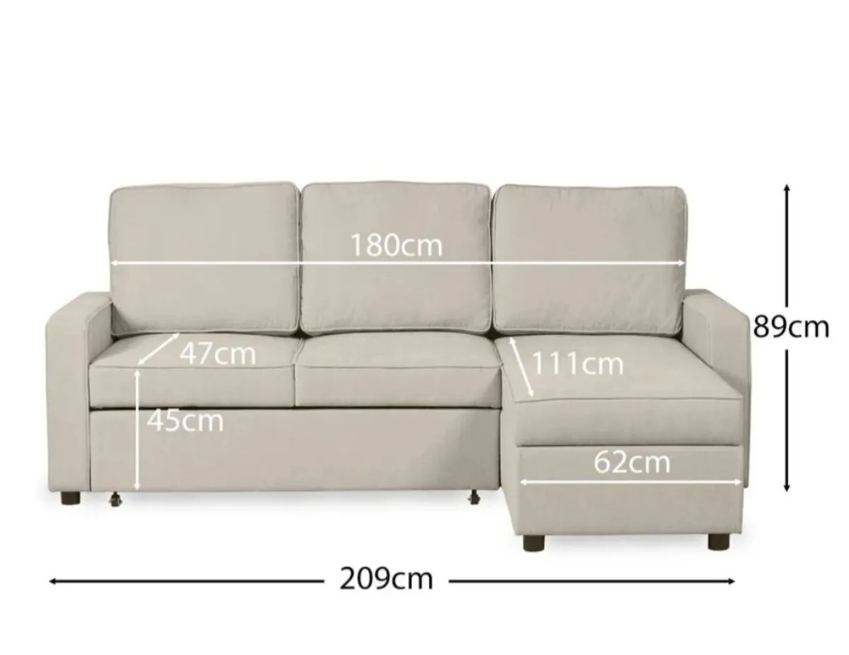 Hugo Corner Sofa Bed with Storage - Taupe - Image 1