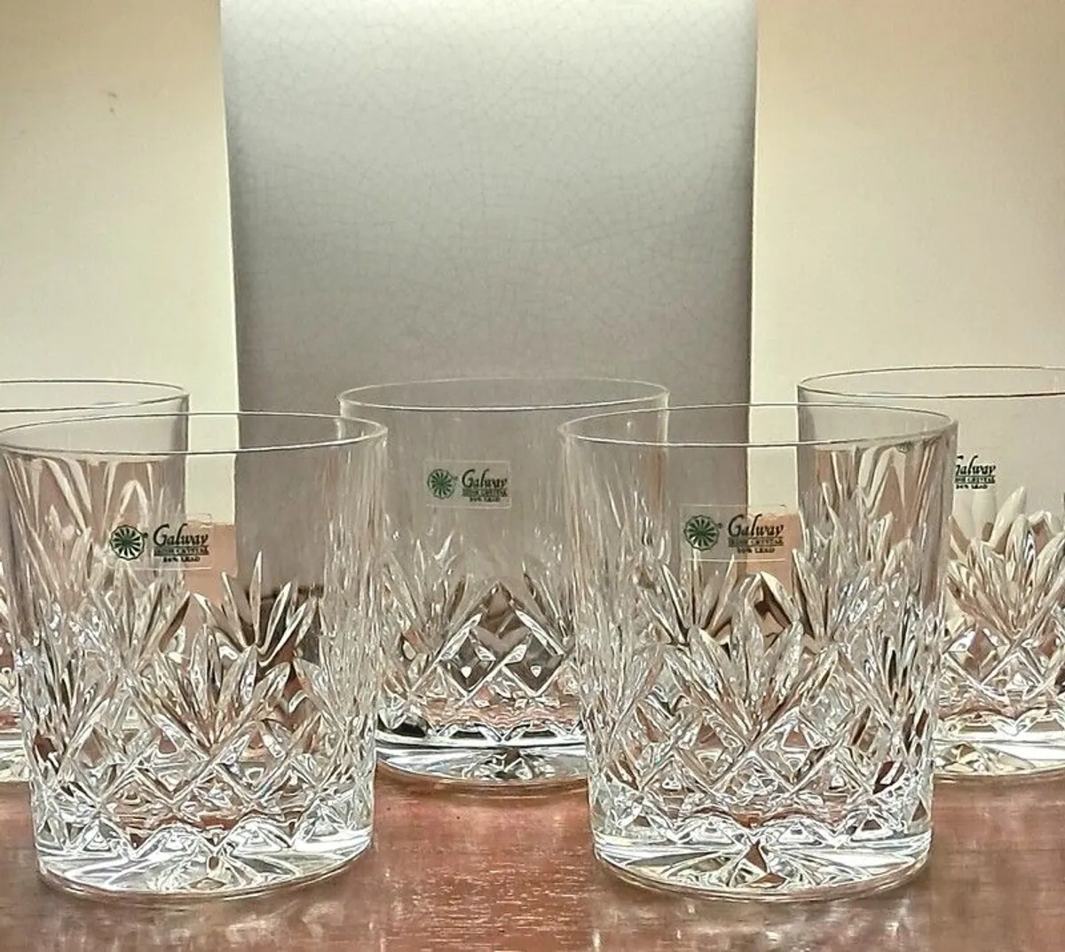 BNIB Galway Crystal Whiskey Glasses x 5 with original stickers - Image 1
