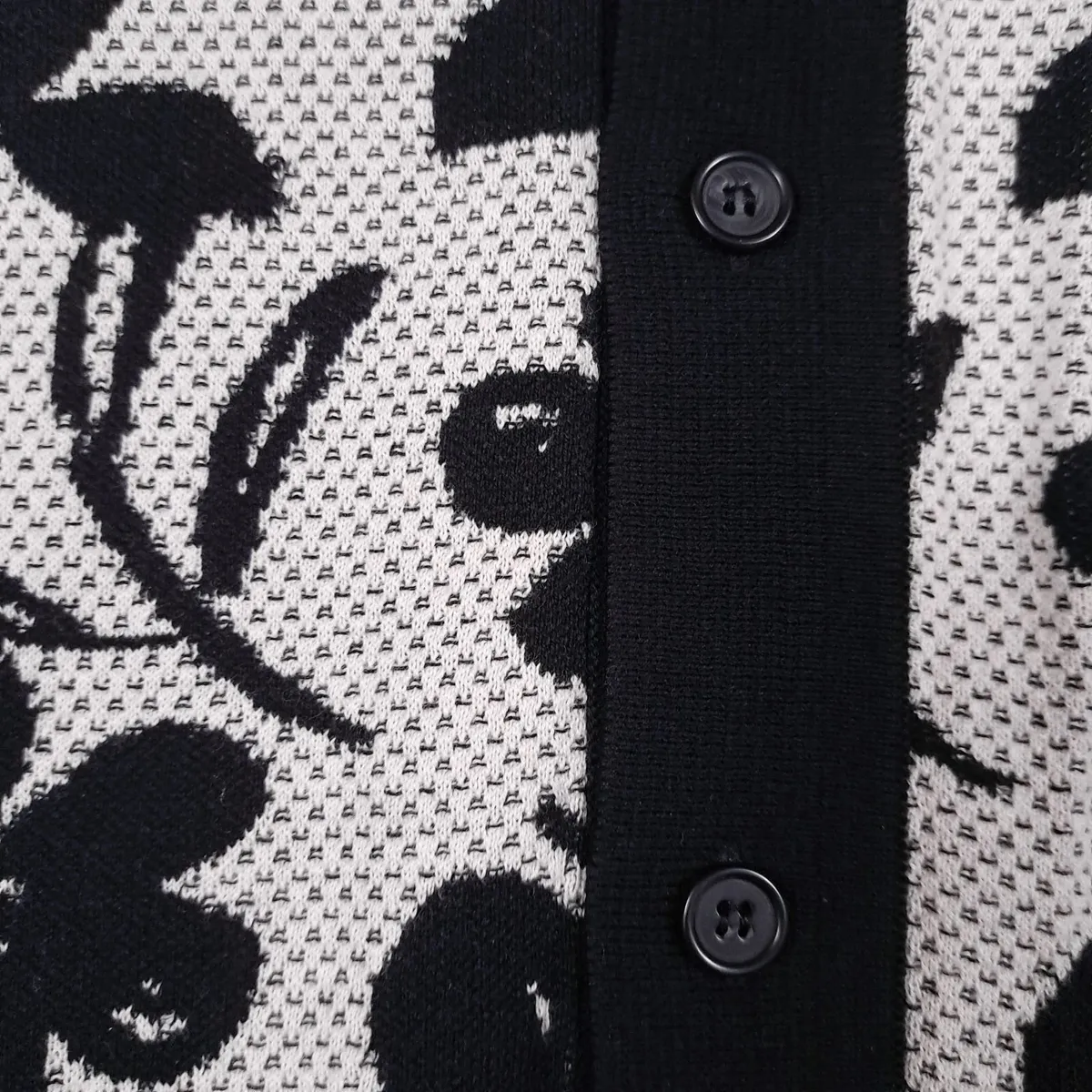 Marks & Spencer Black White Floral Polo Shirt L - Image 3