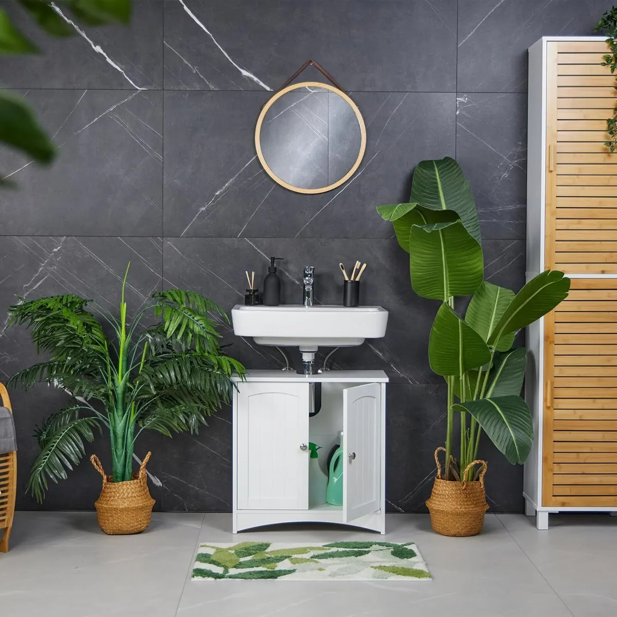 Sink Cabinet 2 Doors HWD: 60 x 31 cm MDF Bathroom - Image 2