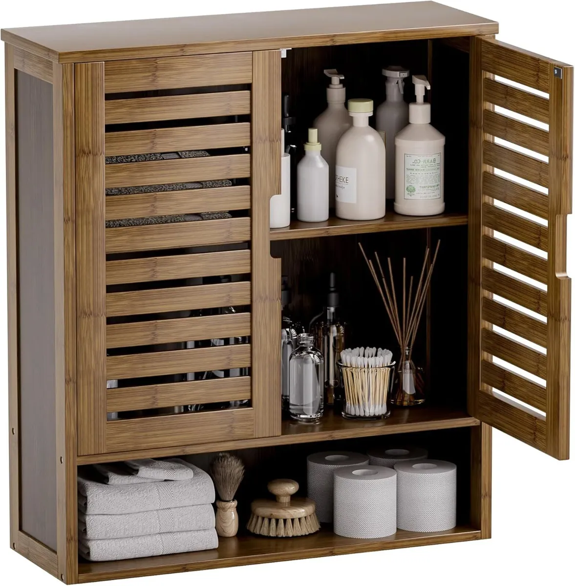 Bathroom Cabinet Wall Mounted Bamboo Over-The-Toil - Image 1
