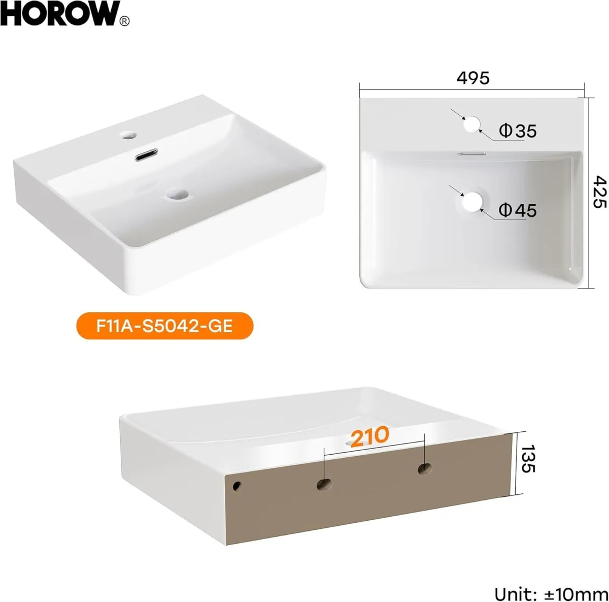 Bathroom Ceramic Wash Basin Sink Countertop or - Image 2