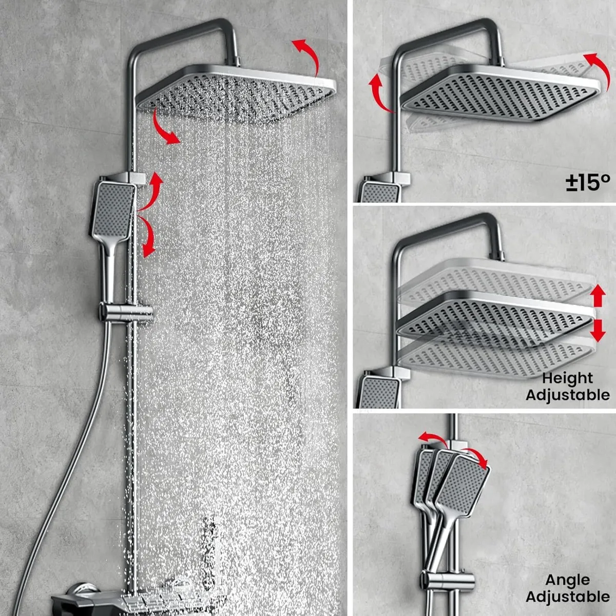 Modern Thermostatic Shower Mixer Adjustable Riser - Image 3