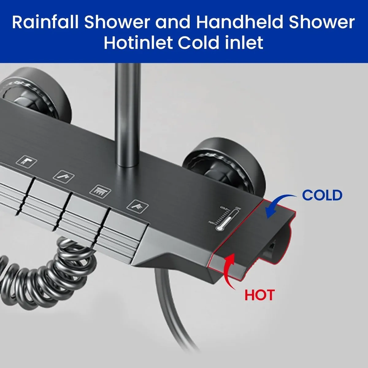 Modern Thermostatic Shower Mixer Adjustable Riser - Image 4