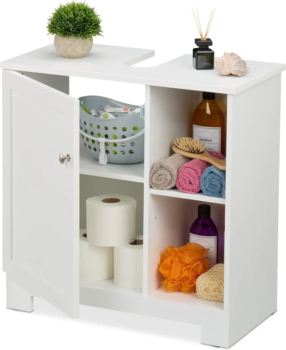 Sink Cabinet Door Shelves 60 x 30 cm MDF Bathroom - Image 1
