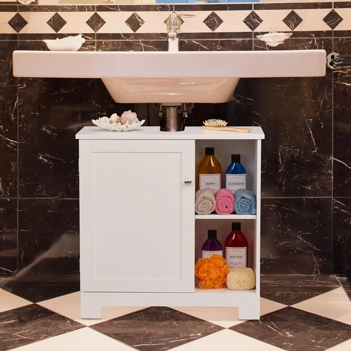 Sink Cabinet Door Shelves 60 x 30 cm MDF Bathroom - Image 2