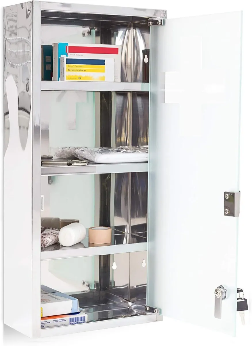 Large Medicine Cabinet 57 x 27 12 cm Stainless - Image 1