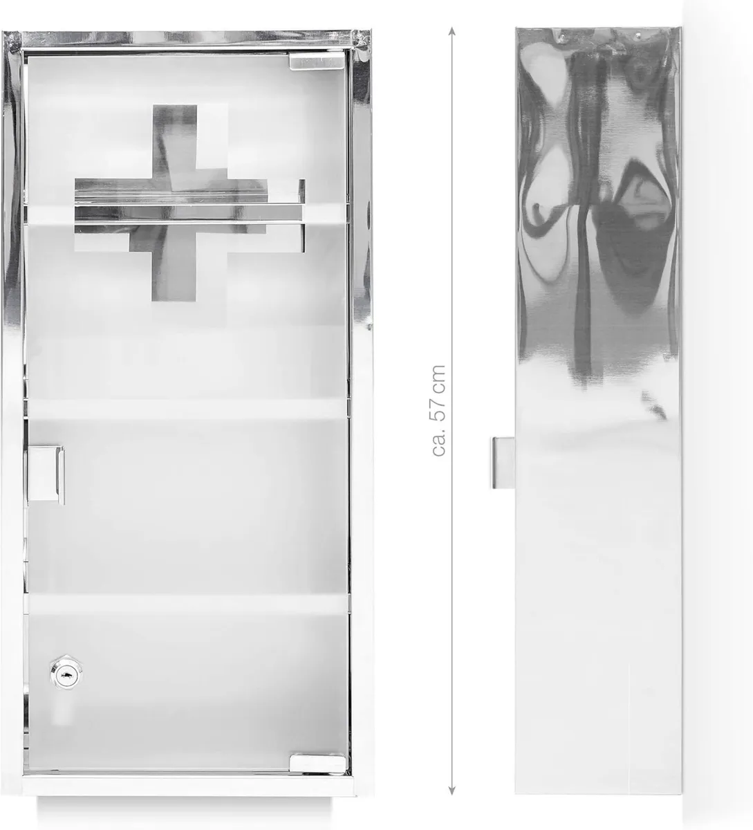Large Medicine Cabinet 57 x 27 12 cm Stainless - Image 2