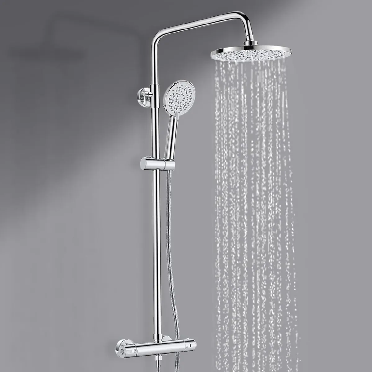 Thermostatic Shower Mixer Set Round System Bar - Image 1
