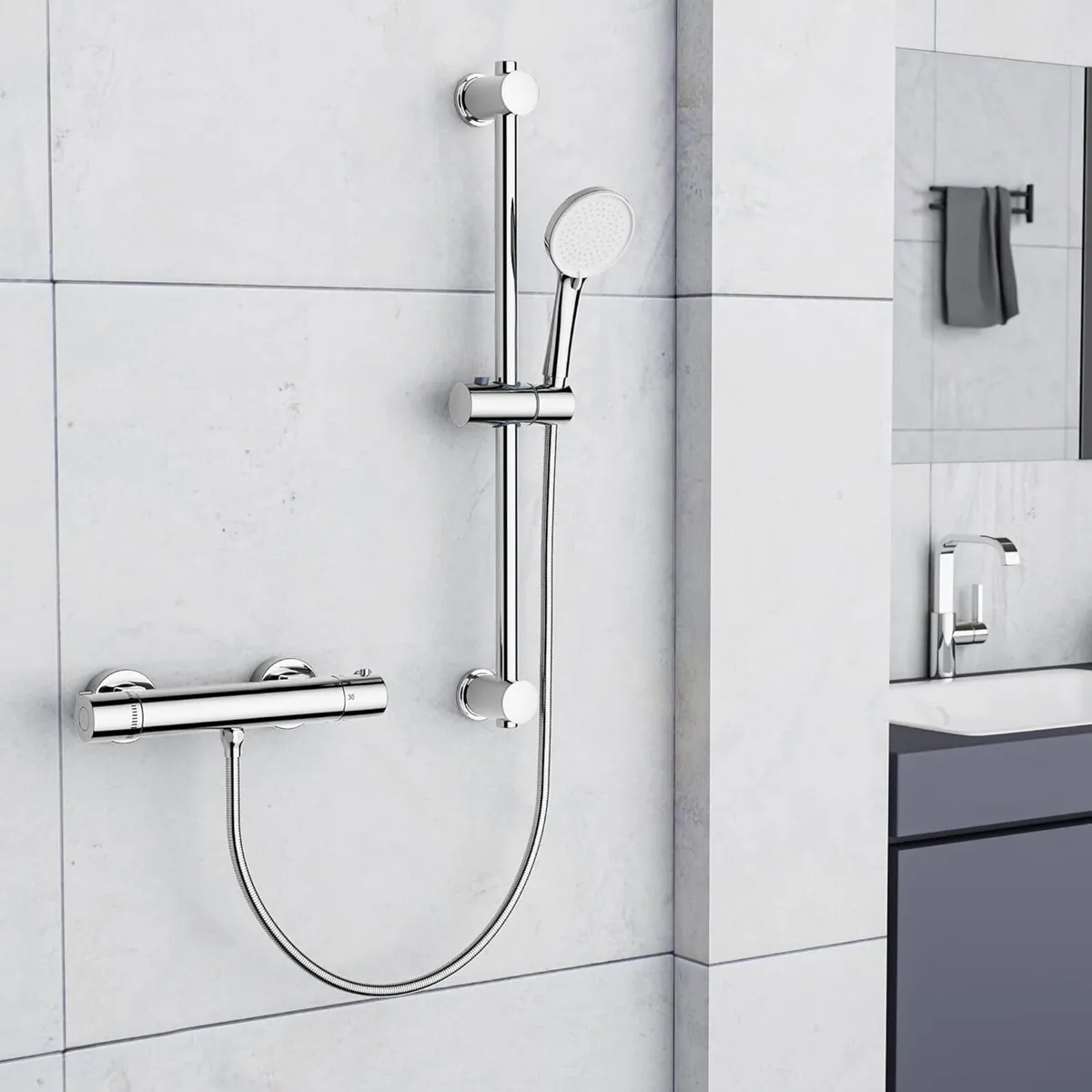 Thermostatic Shower Bar with Adjustable Riser Kit - Image 2